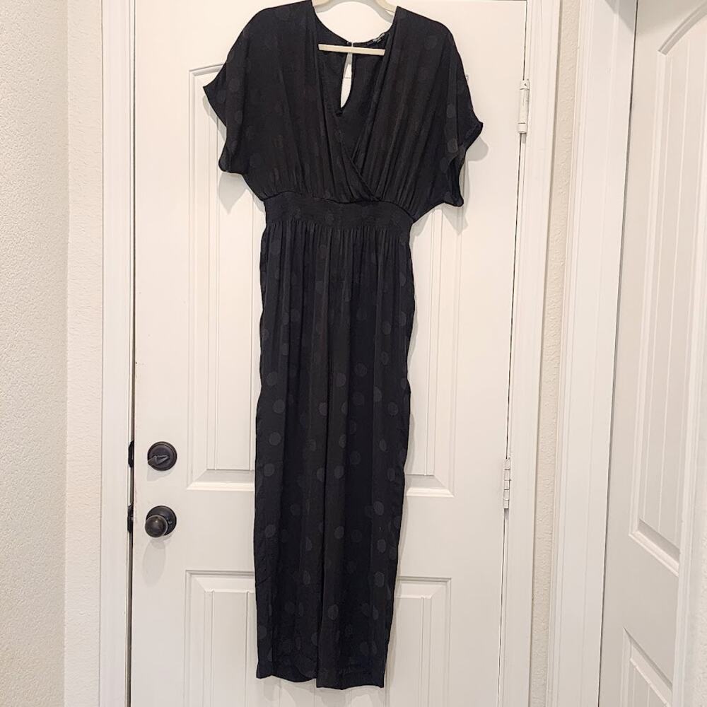 madewell medium polka dot jumpsuit lightweight black quiet luxury